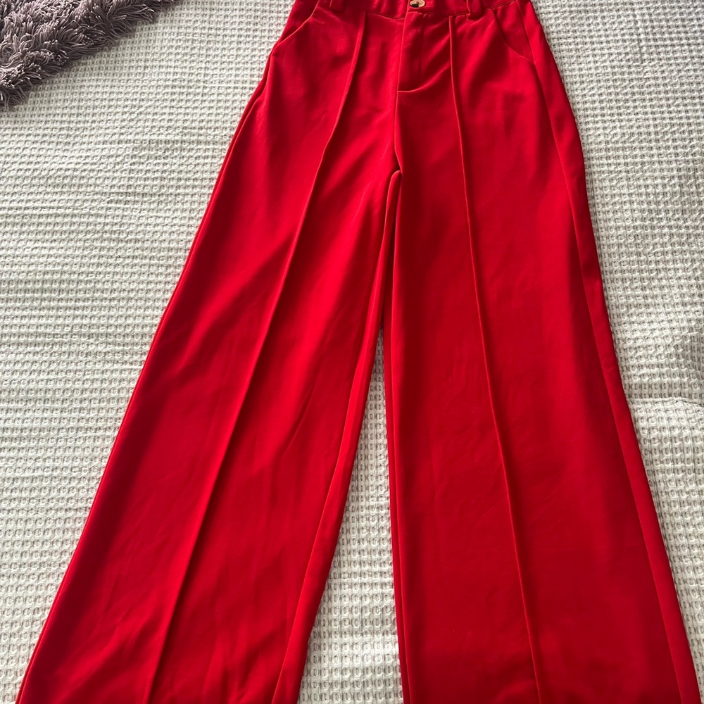 SHEIN Red Wide Leg Pants